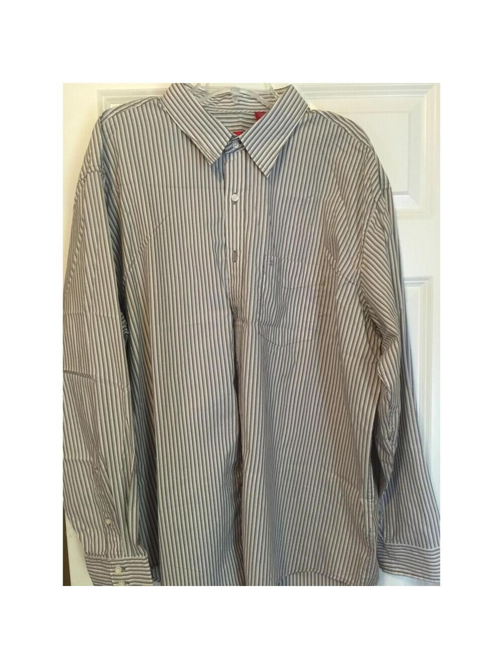 Men's Izod long sleeve shirt White with stripes Olive green purple size XXL 2XL